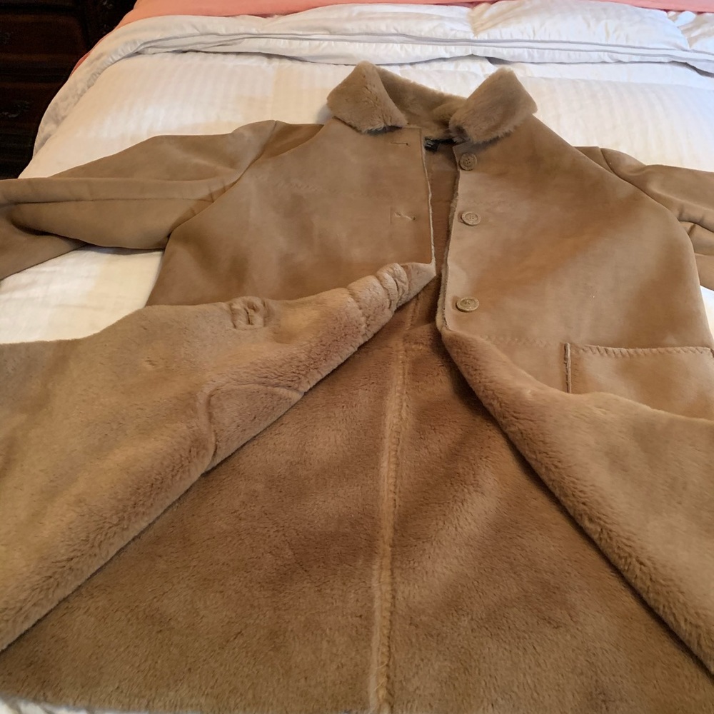 Leather fur coat